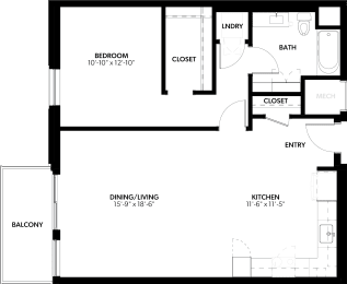 1 bedroom 1 bath D at The Pearl, Fort Wayne, IN 46802