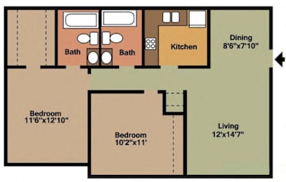  Floor Plan 2Bed-2Bath