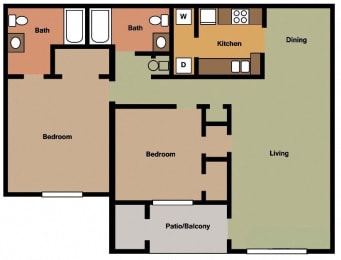  Floor Plan 2Bed - 2Bath w - CC and Fireplace