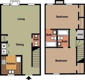  Floor Plan 2 Bedroom 2.5 Bath Townhome Aspen Village Mountain Brook