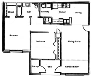  Floor Plan 2 Bedroom 1 Bath