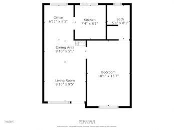 a floor plan of a residence with a bedroom and a living room