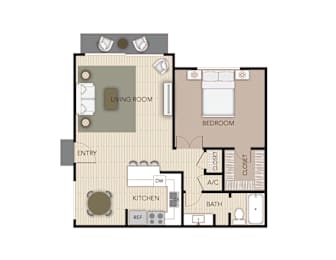 Aspen Floorplan at the Aspens Fairhaven, Santa Ana, California.