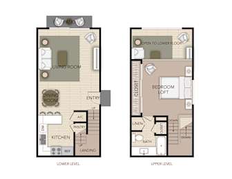 Evergreen Floorplan at the Aspens South Coast, South Coast Metro, California.
