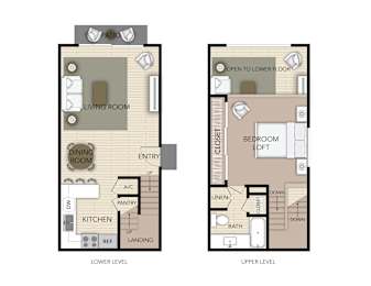 Evergreen Floorplan at the Aspens Fairhaven, Santa Ana, California.