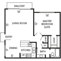the floor plan of a small house with a kitchen and a living room