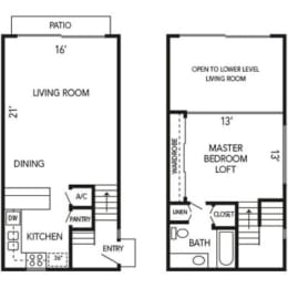 the floor plans for two bedroom apartments