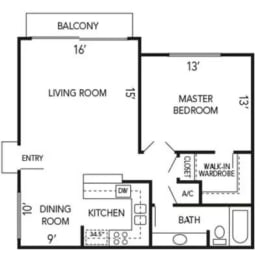 a floor plan of a house with a living room and a dining room