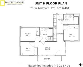 the floor plan of unit h floor plan three bedroom 2100 sq ft