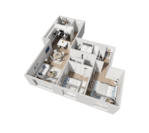 a 3d floor plan of a house