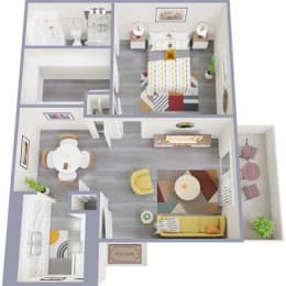 1 bed 1 bath floor plan at Royal Wildewood Manor Apartments, Clute, 77531