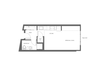 a floor plan of a house with a bedroom and a living room