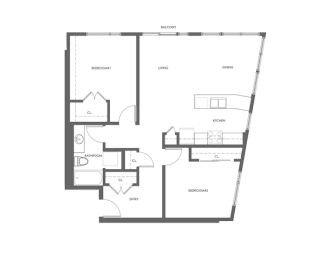  Floor Plan 2 Bed B