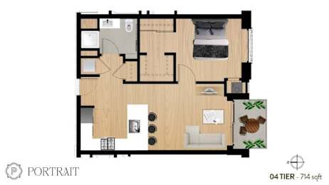 a floor plan of a house with a bedroom and a living room