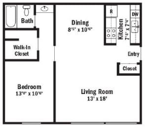 the floor plan of a small house with a kitchen and a living room