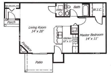 a floor plan of a small house with a kitchen and a living room
