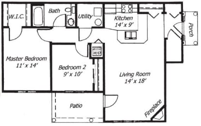  Floor Plan 2 Bedroom 1 Bath