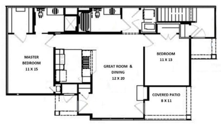 the floor plan of the second floor of a house with a garage