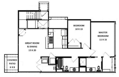  Floor Plan 2 Bedroom 2 Bath Side by Side 1st Floor