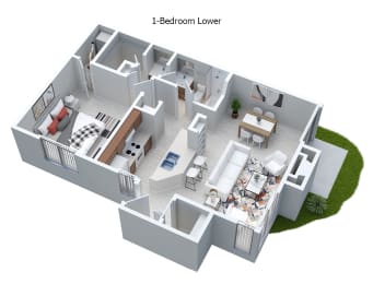 a floor plan of a house with a bedroom and a living room