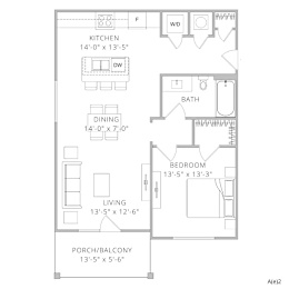 Maple 1 bed 1 bath Floor Plan at Waterleaf at Neely Ferry Apartments, Simpsonville, 29680