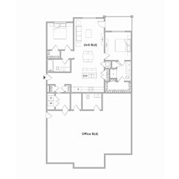 Dogwood Live Work Space 2 bed 2 bath Floor Plan at Waterleaf at Neely Ferry Apartments, Simpsonville, 29680