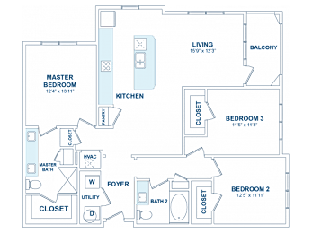 A blueprint of a building with labeled rooms and corridors.