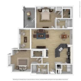 2 bed 2 bath C Chestnut Oak Floor Plan at Sterling Creek, Richmond Hill Georgia