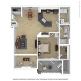 1 bed 1 bath B Cypress Floor Plan at Sterling Creek, Georgia, 31324