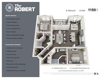 2C Floor Plan at The Robert Apartments, Madison, AL 35758