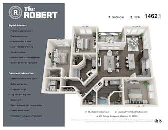 3C Floor Plan at The Robert Apartments, Madison, AL