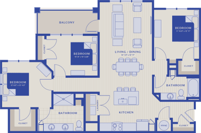 3 bed 2 bath The Flock floor plan at Bellary Flats, South Carolina