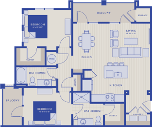 2 bed 2 bath The Pasture floor plan at Bellary Flats, Summerville, South Carolina