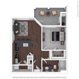 A1 Floor Plan at Legacy Flats, San Antonio, 78254
