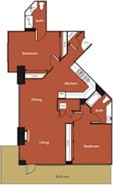 A diagram of a house layout with labeled rooms.