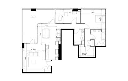 A black and white image of a floor plan for a home.