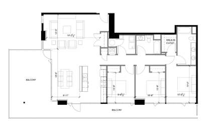 A black and white image of a floor plan for a house.