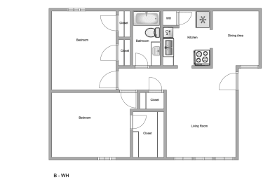 a floor plan of a house with a bedroom and a living room