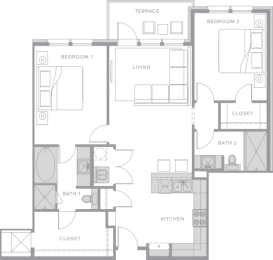 a floor plan of a bedroom apartment