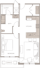 a floor plan of a house with a bedroom and a living room