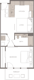 a floor plan of a house with a bedroom and a living room