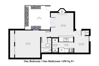 a floor plan of a one bedroom unit with a bathroom and a loft
