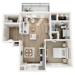 a 2 bedroom floor plan with a bathroom and a living room