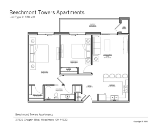  Floor Plan 2 Bedroom 1 Bath Premier