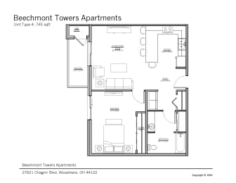  Floor Plan 1 Bedroom 1 Bath Premier