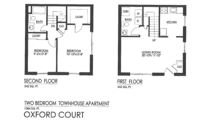  Floor Plan 2 Bedroom Townhome