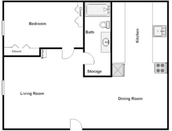 a floor plan of a living room and a dining room