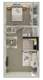 1 Bedroom Floor Plan at Krewstown Park Apartments, Pennsylvania