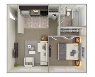 1 Bed Floor Plan at Krewstown Park Apartments, Pennsylvania, 19115
