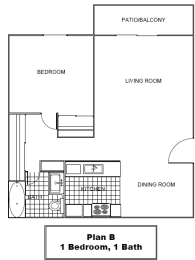 Plan B floorplan at Casa Del Amo Apartments, California